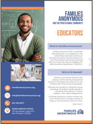 FAMILIES ANONYMOUS AND THE PROFESSIONAL COMMUNITY – EDUCATORS