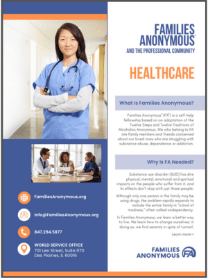FAMILIES ANONYMOUS AND THE PROFESSIONAL COMMUNITY – HEALTHCARE