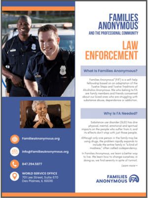 FAMILIES ANONYMOUS AND THE PROFESSIONAL COMMUNITY – LAW ENFORCEMENT
