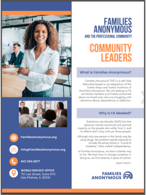 FAMILIES ANONYMOUS AND THE PROFESSIONAL COMMUNITY – COMMUNITY LEADERS